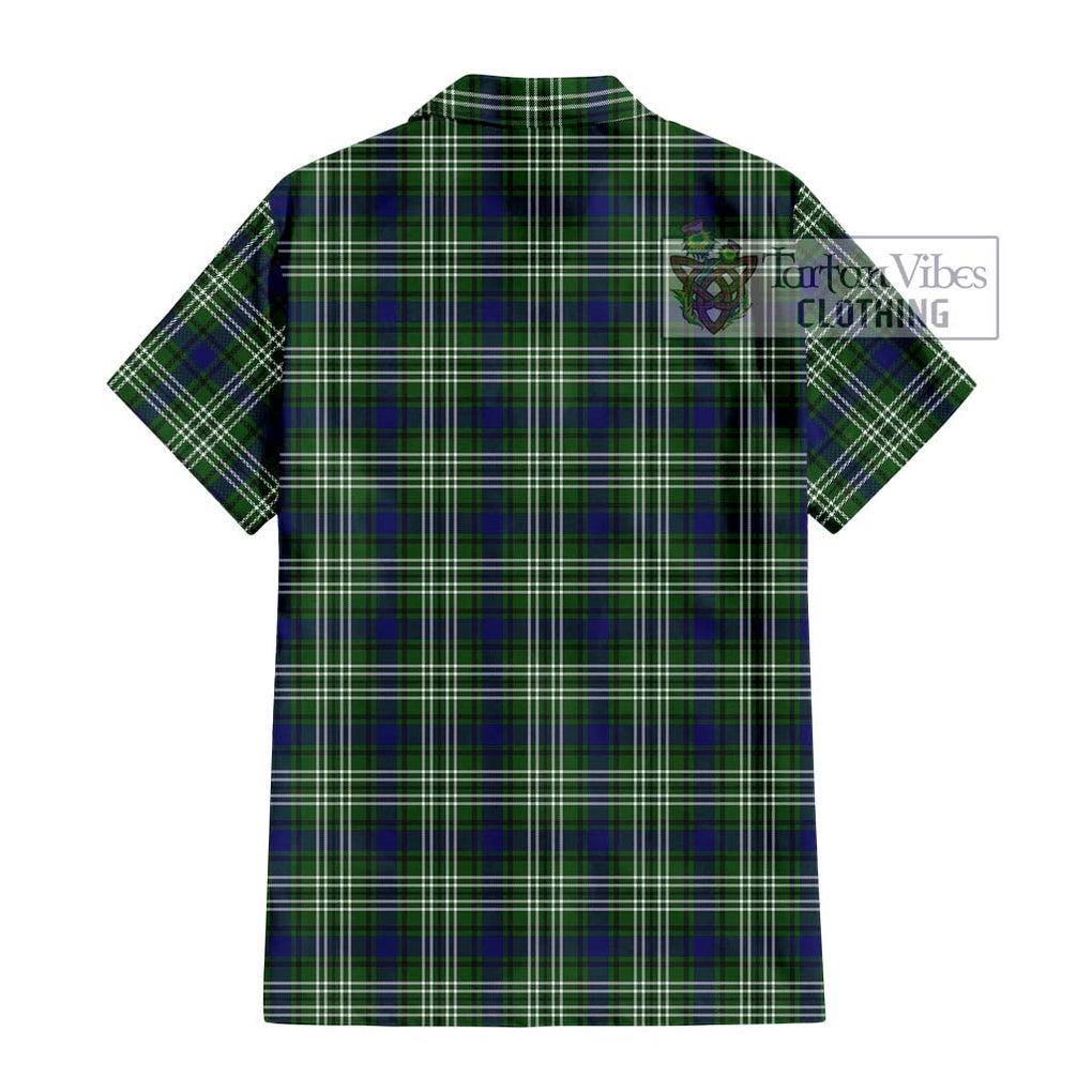 Haliburton Tartan Short Sleeve Button Shirt with Family Crest DNA In Me Style - Tartanvibesclothing Shop