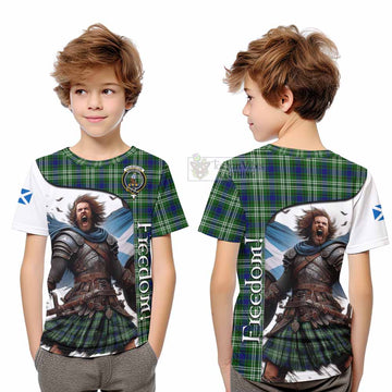 Haliburton Crest Tartan Kid T-Shirt Inspired by the Freedom of Scottish Warrior