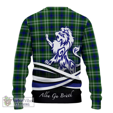 Haliburton Tartan Ugly Sweater with Alba Gu Brath Regal Lion Emblem