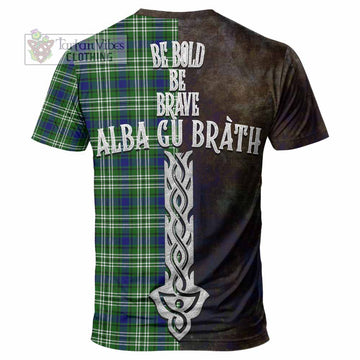 Haliburton Tartan Family Crest T-Shirt Alba Gu Brath Be Brave Lion Ancient Style - Tartan Vibes Clothing
