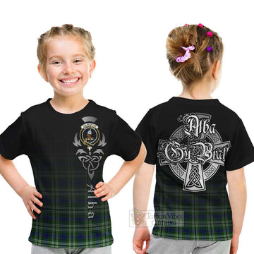 Haliburton Tartan Kid T-Shirt Featuring Alba Gu Brath Family Crest Celtic Inspired