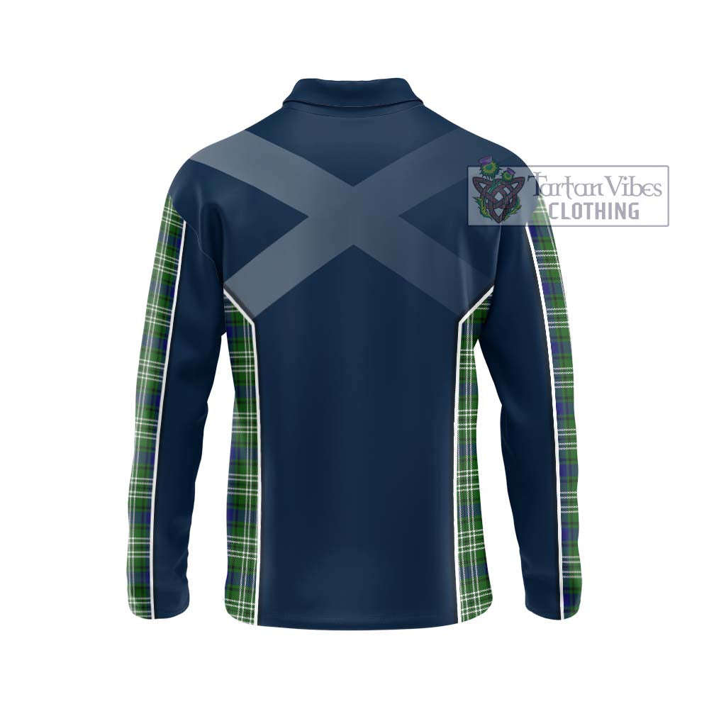 Haliburton Tartan Long Sleeve Polo Shirt with Family Crest and Lion Rampant Vibes Sport Style - Tartan Vibes Clothing