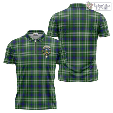 Haliburton Tartan Zipper Polo Shirt with Family Crest