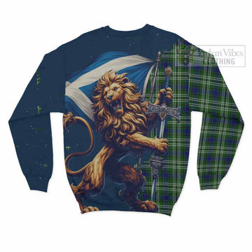 Haliburton Tartan Family Crest Sweatshirt with Scottish Majestic Lion