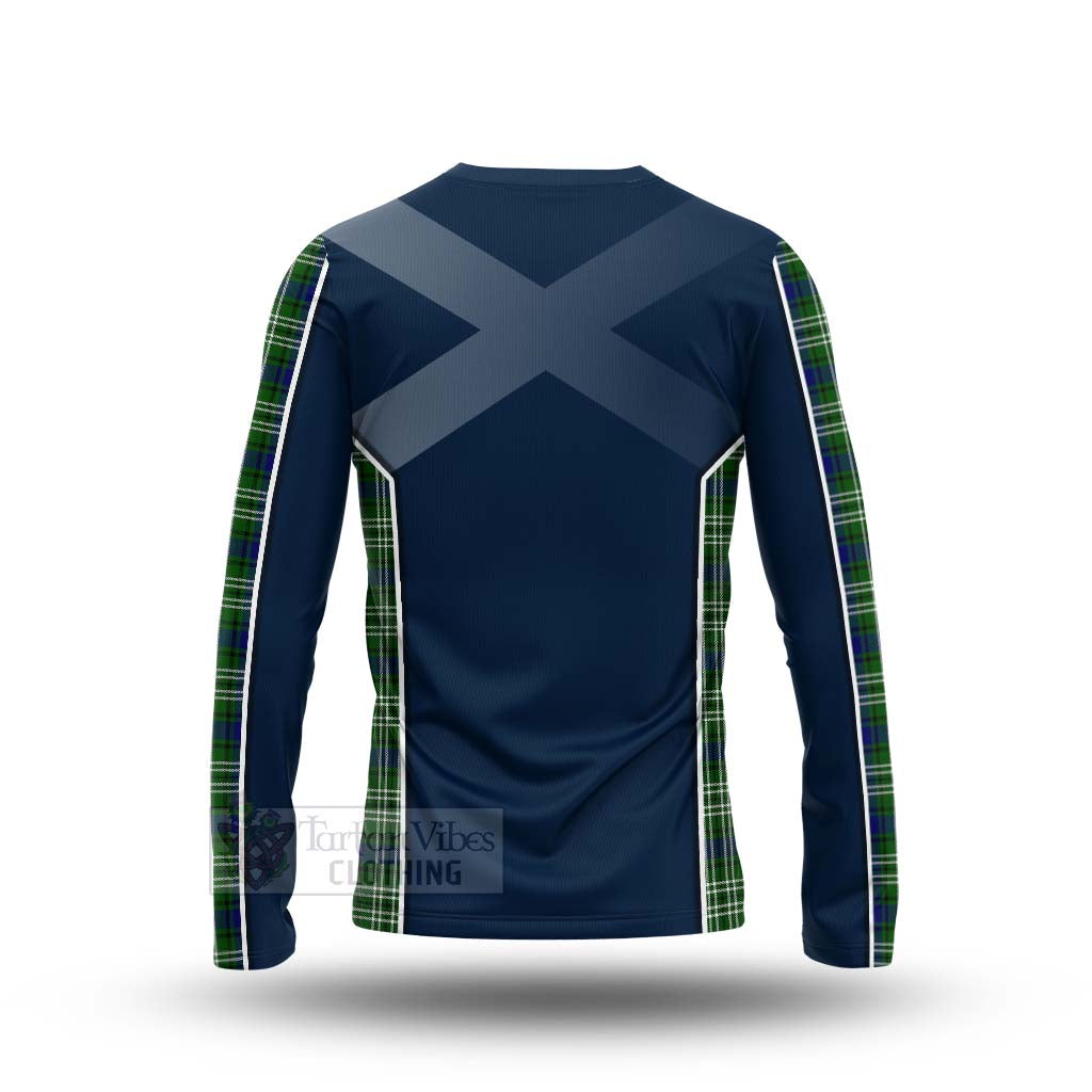 Tartan Vibes Clothing Haliburton Tartan Long Sleeve T-Shirt with Family Crest and Scottish Thistle Vibes Sport Style