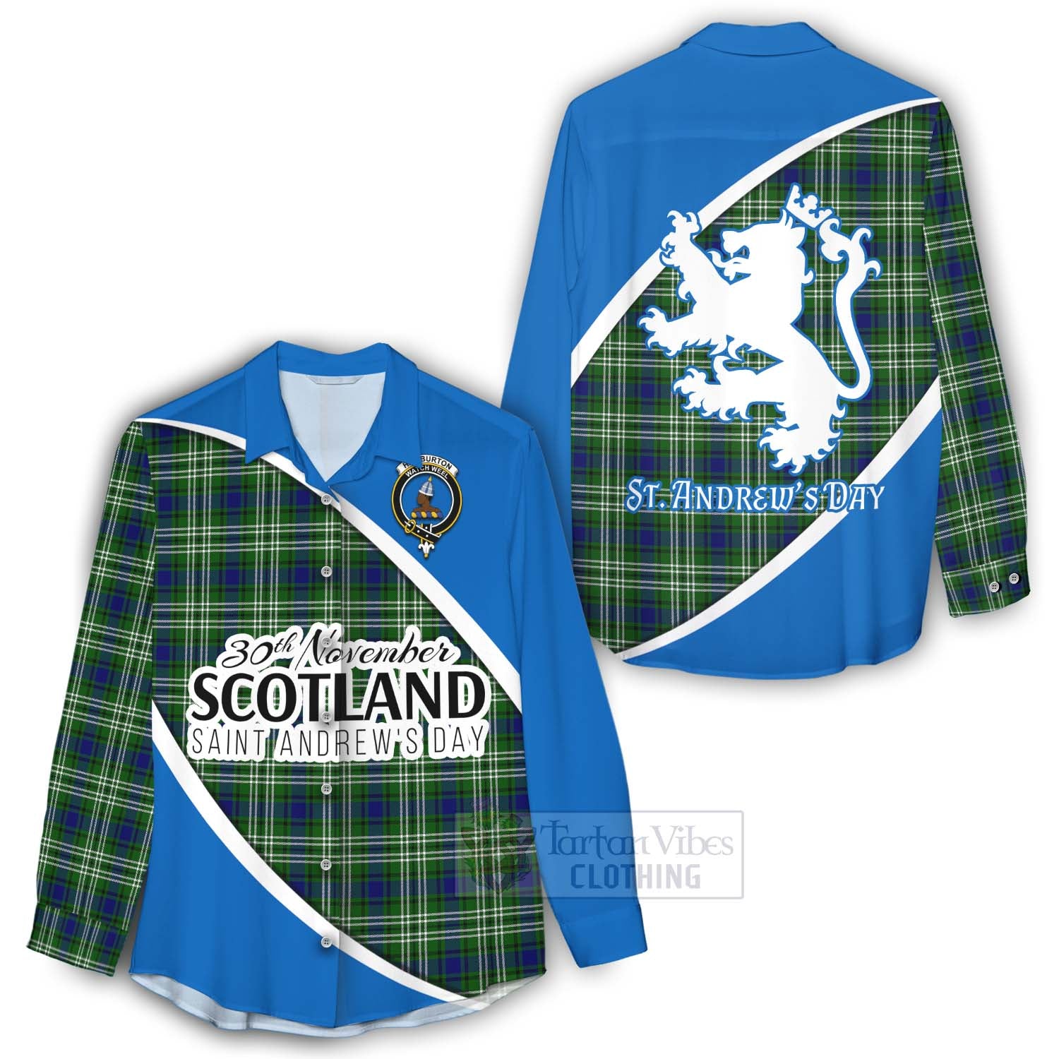 Tartan Vibes Clothing Haliburton Family Crest Tartan Women's Casual Shirt Celebrate Saint Andrew's Day in Style