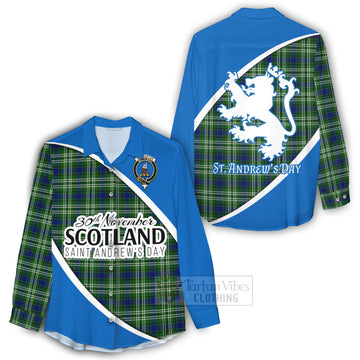 Haliburton Family Crest Tartan Women's Casual Shirt Celebrate Saint Andrew's Day in Style