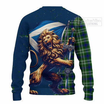 Haliburton Tartan Family Crest Knitted Sweater with Scottish Majestic Lion