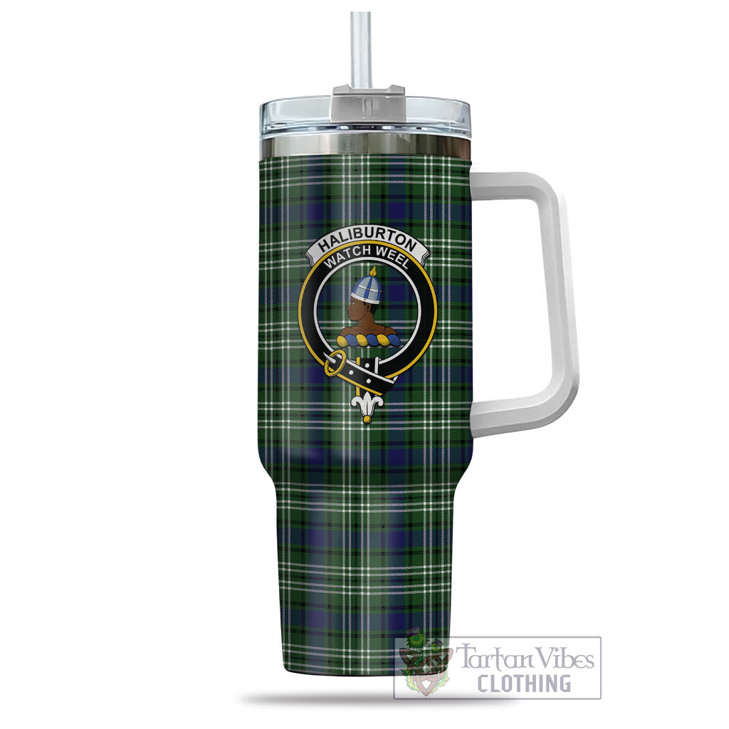 Tartan Vibes Clothing Haliburton Tartan and Family Crest Tumbler with Handle