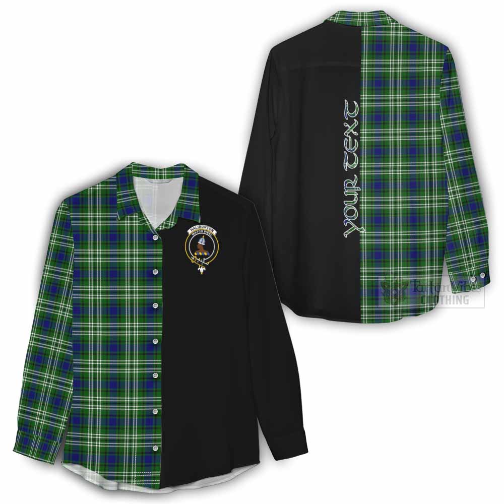 Tartan Vibes Clothing Haliburton Tartan Women's Casual Shirt with Family Crest and Half Of Me Style