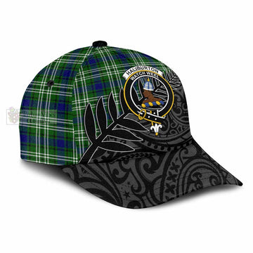 Haliburton Crest Tartan Classic Cap with New Zealand Silver Fern Half Style