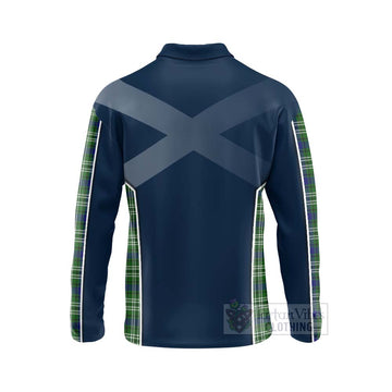 Haliburton Tartan Long Sleeve Polo Shirt with Family Crest and Scottish Thistle Vibes Sport Style