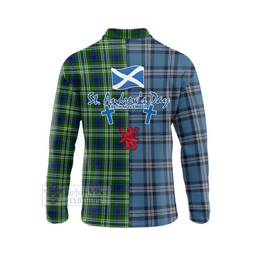 Haliburton Tartan Long Sleeve Polo Shirt Happy St. Andrew's Day Half Tartan Style