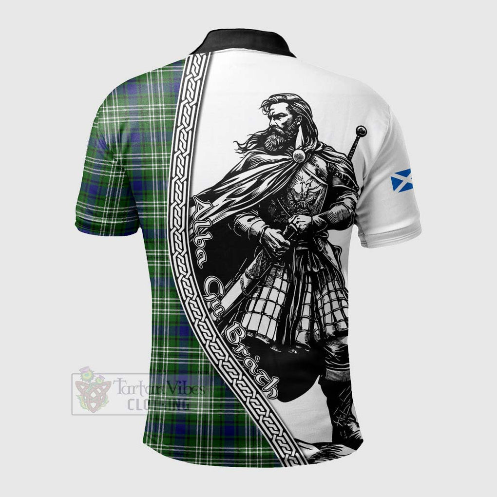 Tartan Vibes Clothing Haliburton Tartan Clan Crest Polo Shirt with Highlander Warrior Celtic Style