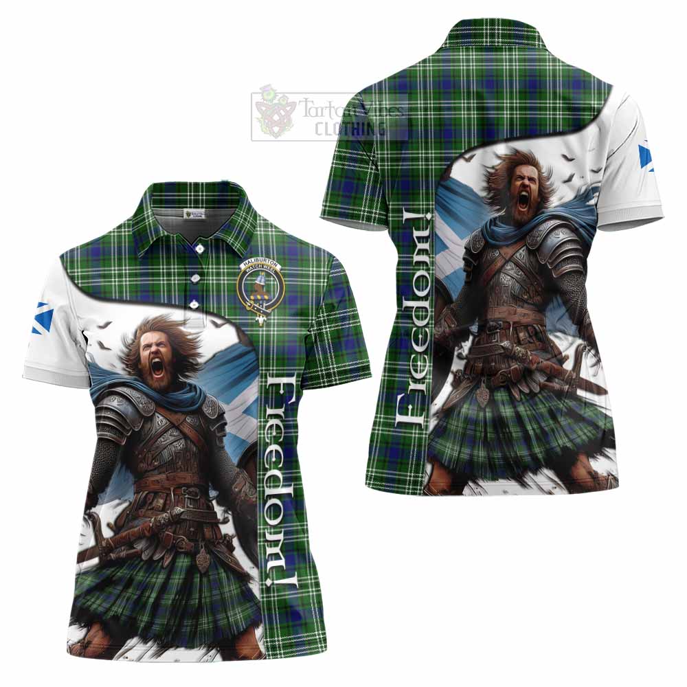 Tartan Vibes Clothing Haliburton Crest Tartan Women's Polo Shirt Inspired by the Freedom of Scottish Warrior