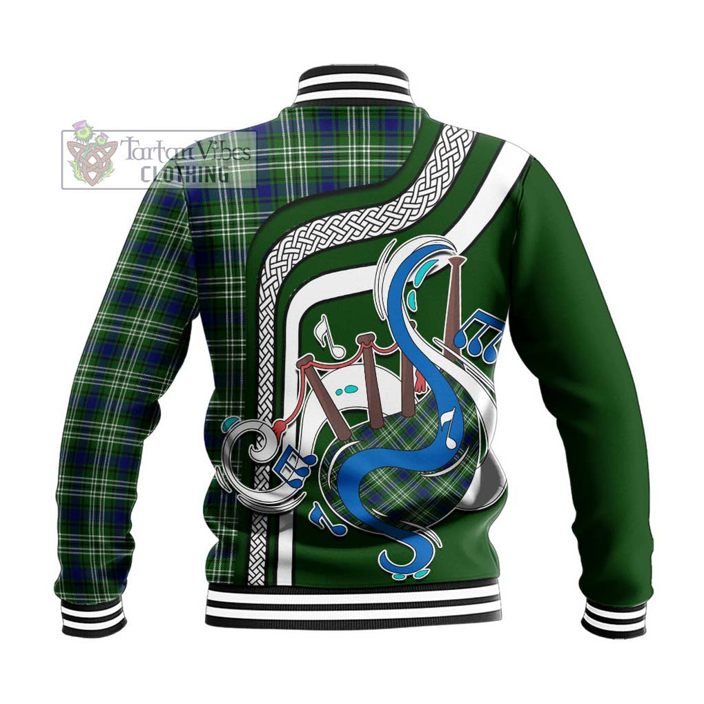 Tartan Vibes Clothing Haliburton Tartan Baseball Jacket with Epic Bagpipe Style