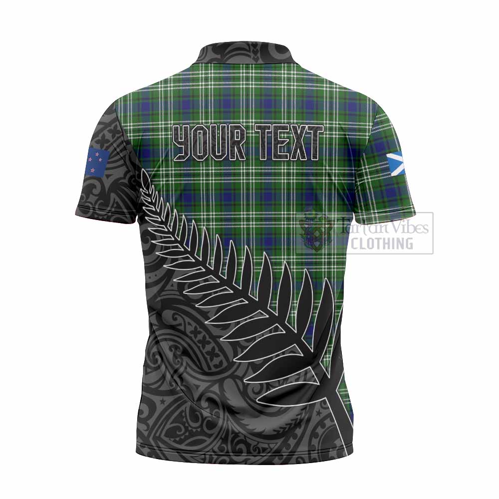 Tartan Vibes Clothing Haliburton Crest Tartan Zipper Polo Shirt with New Zealand Silver Fern Half Style