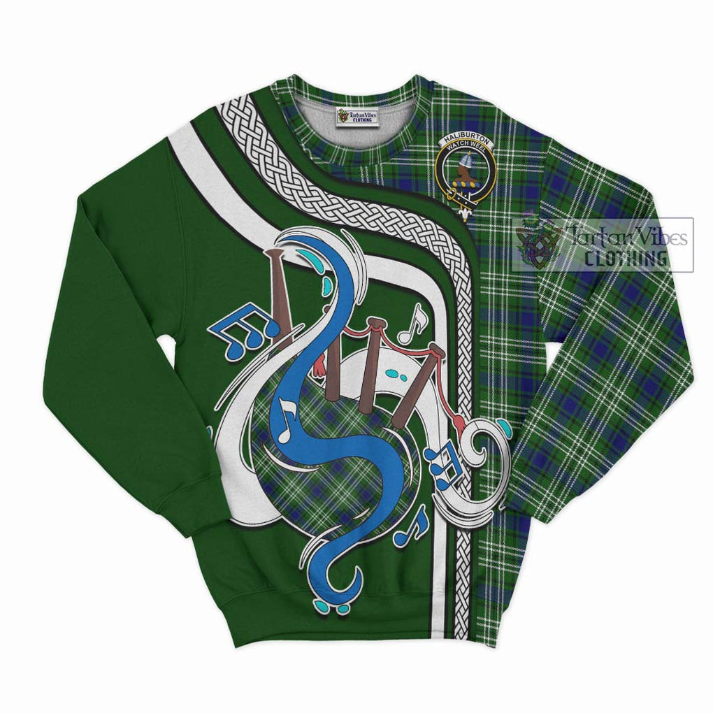 Tartan Vibes Clothing Haliburton Tartan Sweatshirt with Epic Bagpipe Style