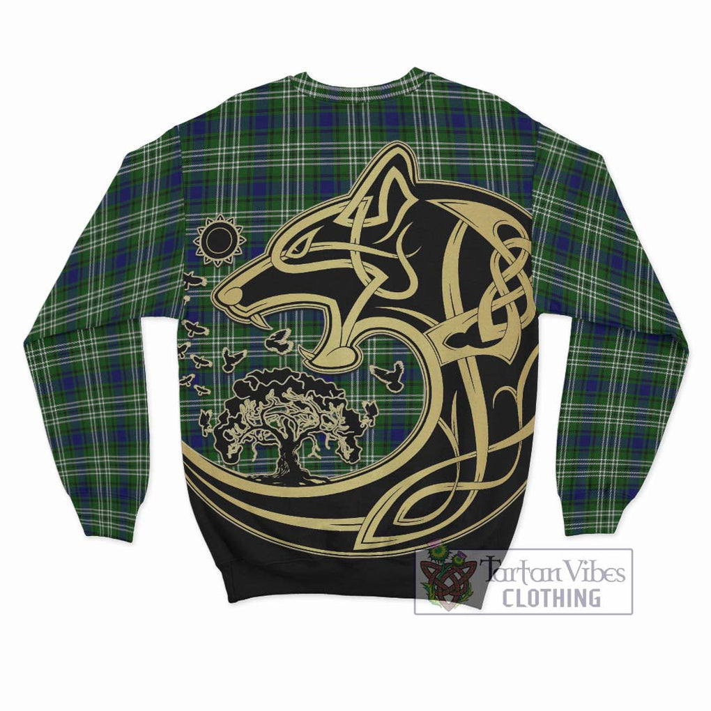 Haliburton Tartan Sweatshirt with Family Crest Celtic Wolf Style - Tartan Vibes Clothing