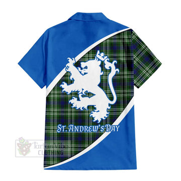 Haliburton Family Crest Tartan Short Sleeve Button Shirt Celebrate Saint Andrew's Day in Style