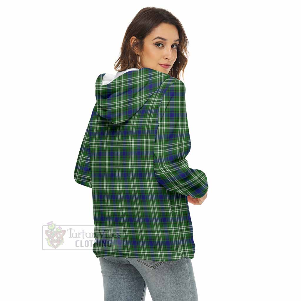 Tartan Vibes Clothing Haliburton Tartan Crest Women's Borg  Half Zip Fleece Hoodie