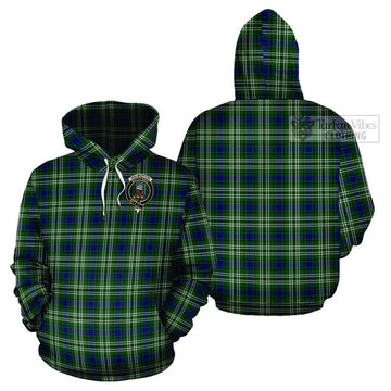 Haliburton Tartan Cotton Hoodie with Family Crest