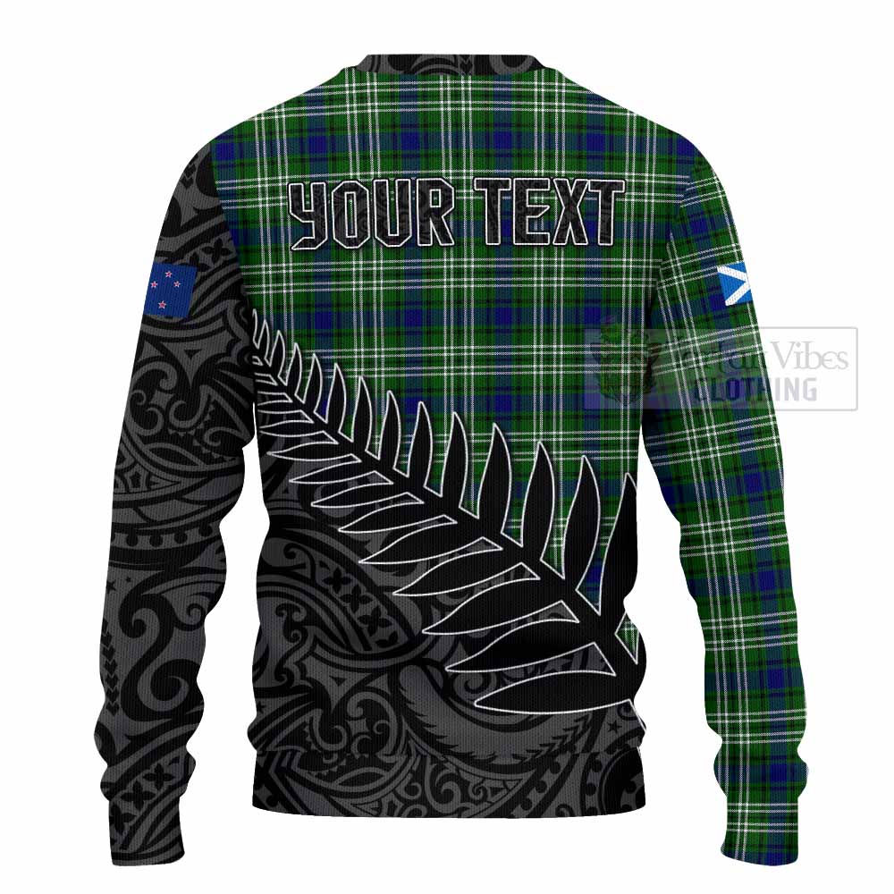 Tartan Vibes Clothing Haliburton Crest Tartan Knitted Sweater with New Zealand Silver Fern Half Style