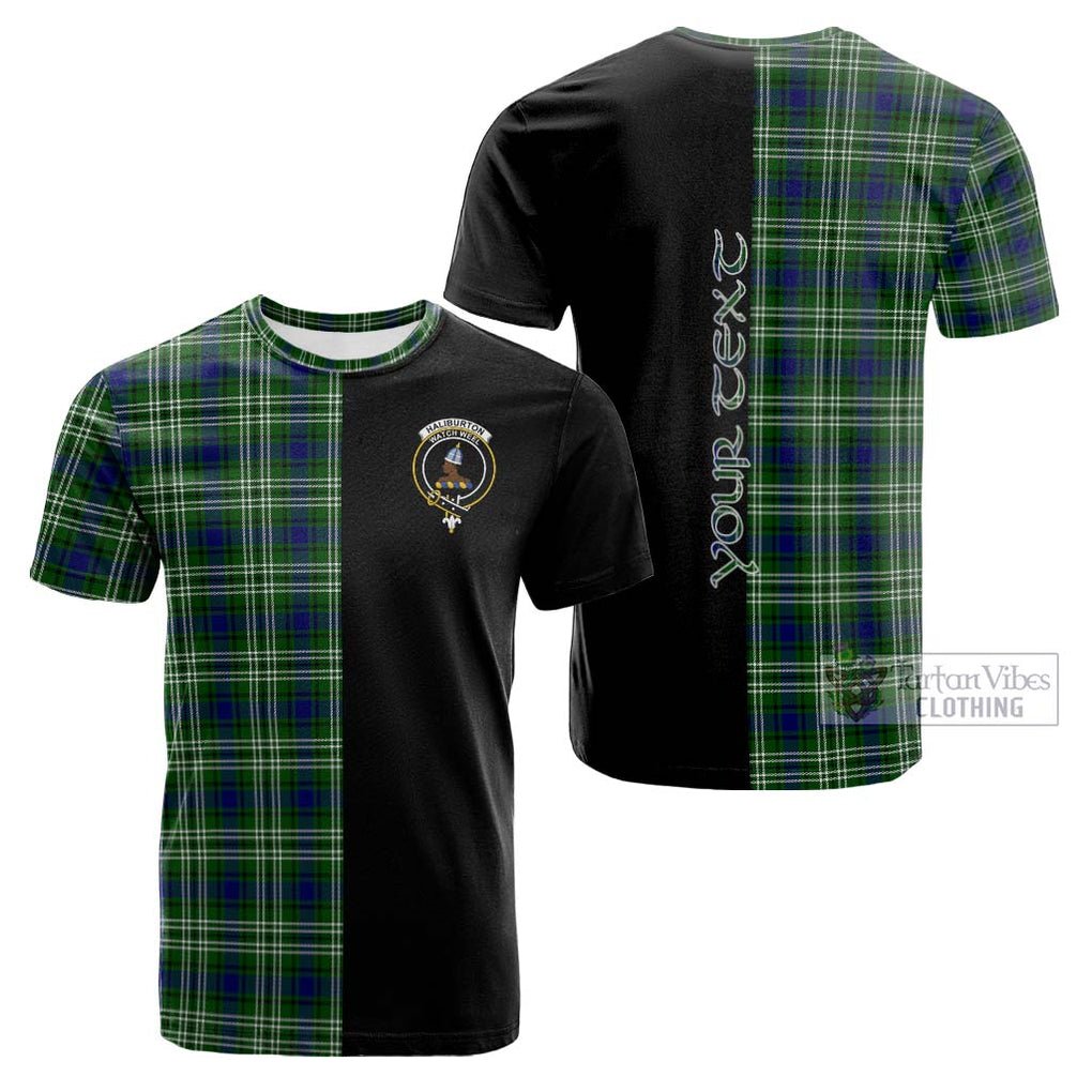 Tartan Vibes Clothing Haliburton Tartan Cotton T-shirt with Family Crest and Half Of Me Style