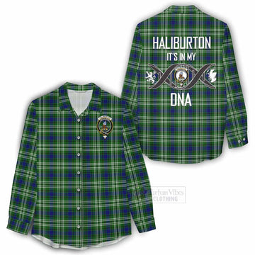 Haliburton Tartan Women's Casual Shirt with Family Crest DNA In Me Style