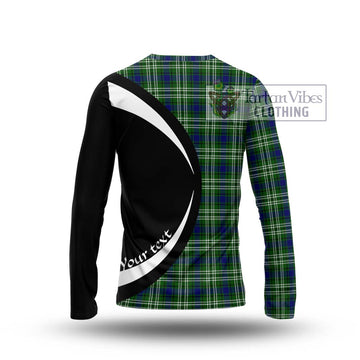 Haliburton Tartan Long Sleeve T-Shirt with Family Crest Circle Style - Tartan Vibes Clothing