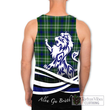 Haliburton Tartan Men's Tank Top with Alba Gu Brath Regal Lion Emblem