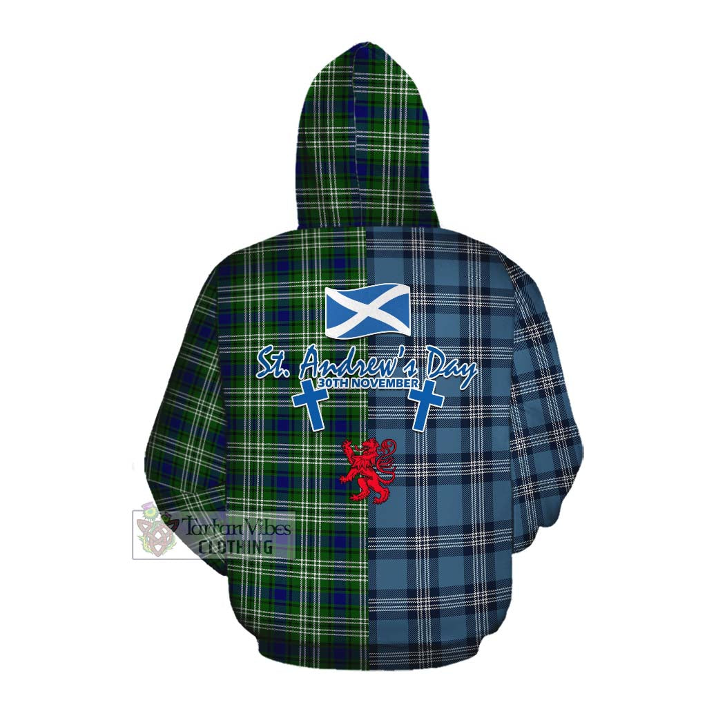 Tartan Vibes Clothing Haliburton Tartan Cotton Hoodie Happy St. Andrew's Day Half Tartan Style