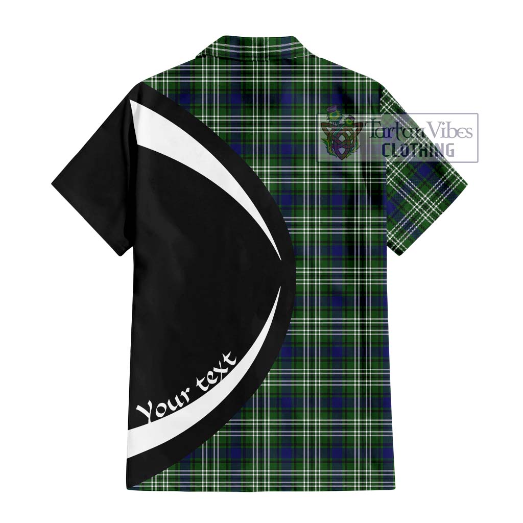 Haliburton Tartan Short Sleeve Button Up with Family Crest Circle Style - Tartan Vibes Clothing