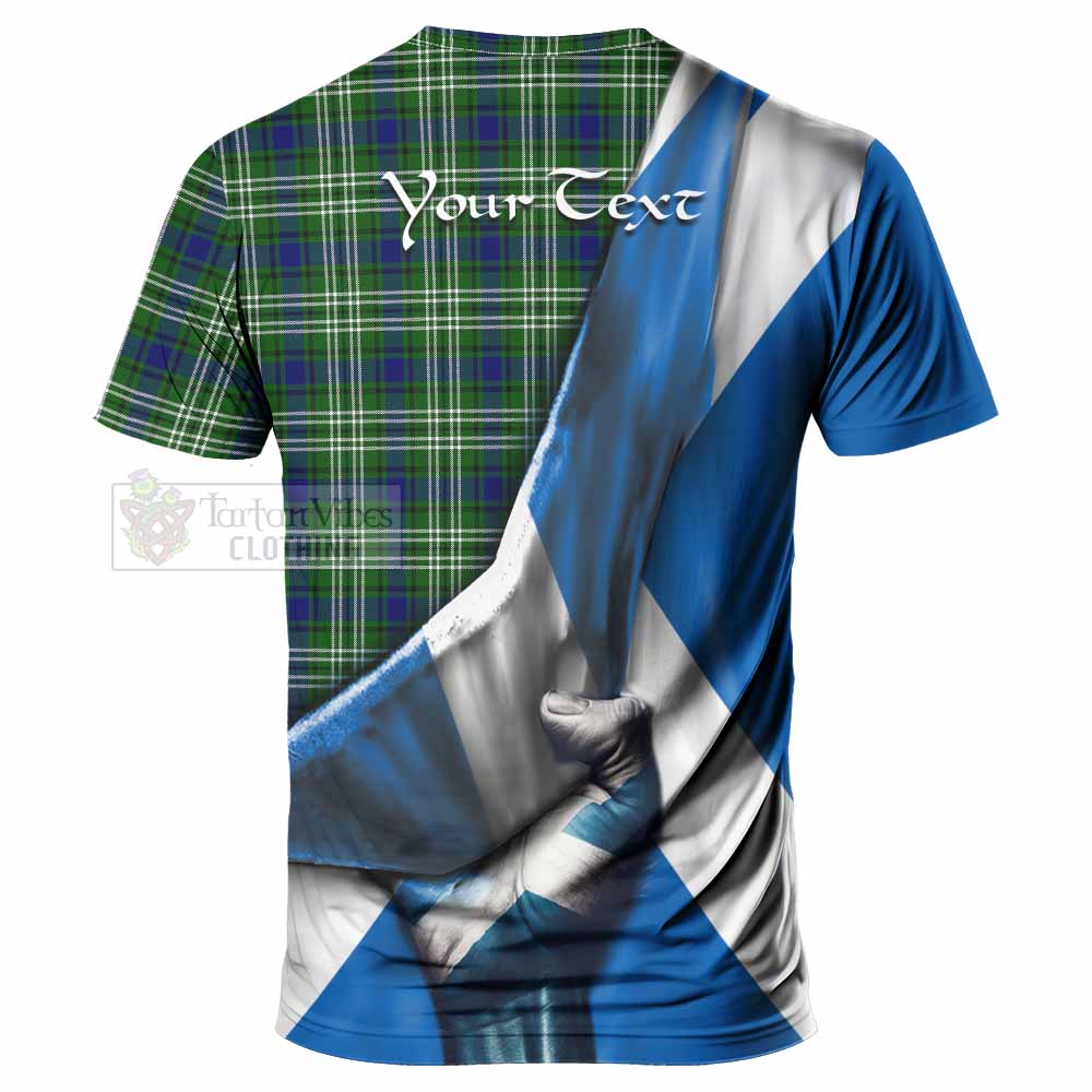 Tartan Vibes Clothing Haliburton Tartan T-Shirt with Family Crest Scotland Patriotic Style