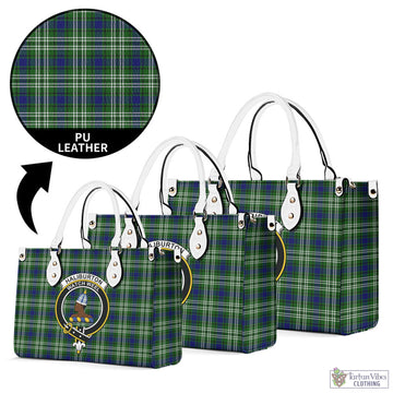 Haliburton Tartan Luxury Leather Handbags with Family Crest