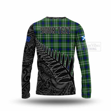 Haliburton Crest Tartan Long Sleeve T-Shirt with New Zealand Silver Fern Half Style