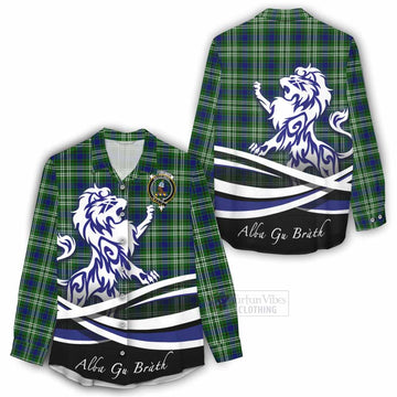 Haliburton Tartan Women's Casual Shirt with Alba Gu Brath Regal Lion Emblem