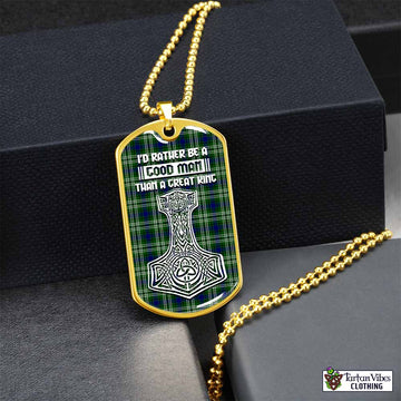 Haliburton Tartan Dog Tag Necklace Viking Mjolnir Style