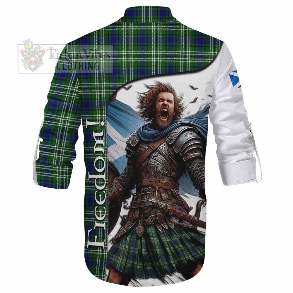 Tartan Vibes Clothing Haliburton Crest Tartan Ghillie Kilt Shirt Inspired by the Freedom of Scottish Warrior