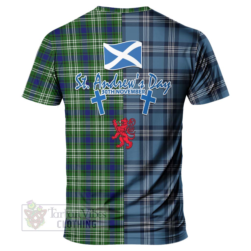 Tartan Vibes Clothing Haliburton Tartan T-Shirt Happy St. Andrew's Day Half Tartan Style