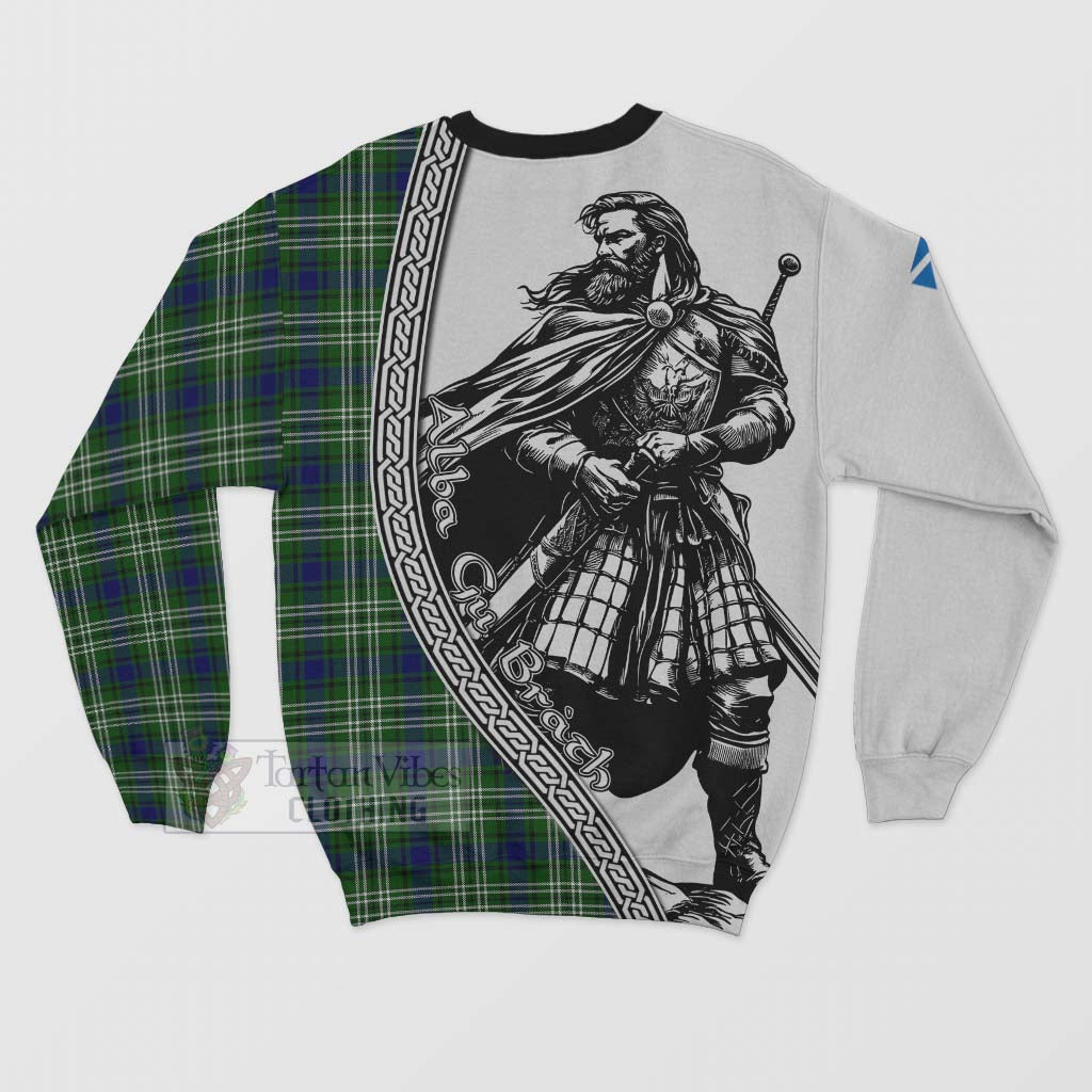 Tartan Vibes Clothing Haliburton Tartan Clan Crest Sweatshirt with Highlander Warrior Celtic Style