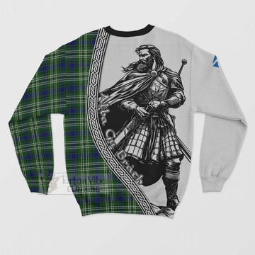 Haliburton Tartan Clan Crest Sweatshirt with Highlander Warrior Celtic Style