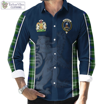 Haliburton Tartan Long Sleeve Button Up Shirt with Family Crest and Lion Rampant Vibes Sport Style