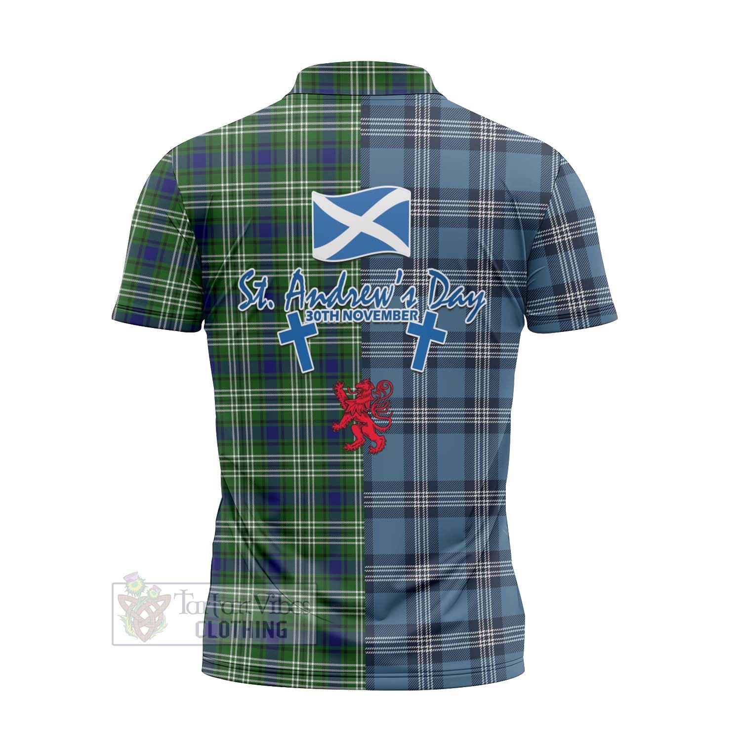 Tartan Vibes Clothing Haliburton Tartan Zipper Polo Shirt Happy St. Andrew's Day Half Tartan Style