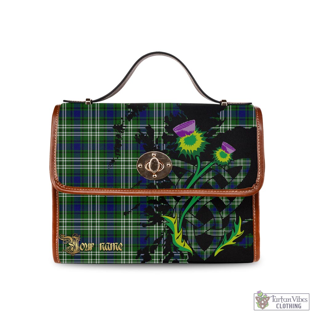 Tartan Vibes Clothing Haliburton Tartan Waterproof Canvas Bag with Scotland Map and Thistle Celtic Accents