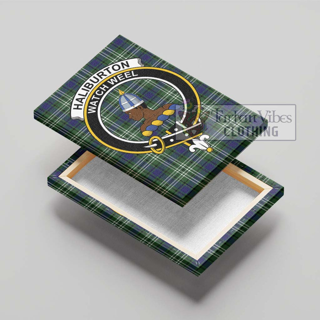 Haliburton Tartan Canvas Print Wall Art with Family Crest - Tartan Vibes Clothing