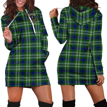 Haliburton Tartan Hoodie Dress with Family Crest - Tartan Vibes Clothing