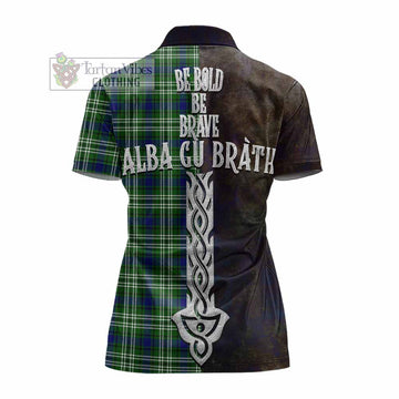 Haliburton Tartan Family Crest Women's Polo Shirt Alba Gu Brath Be Brave Lion Ancient Style - Tartan Vibes Clothing
