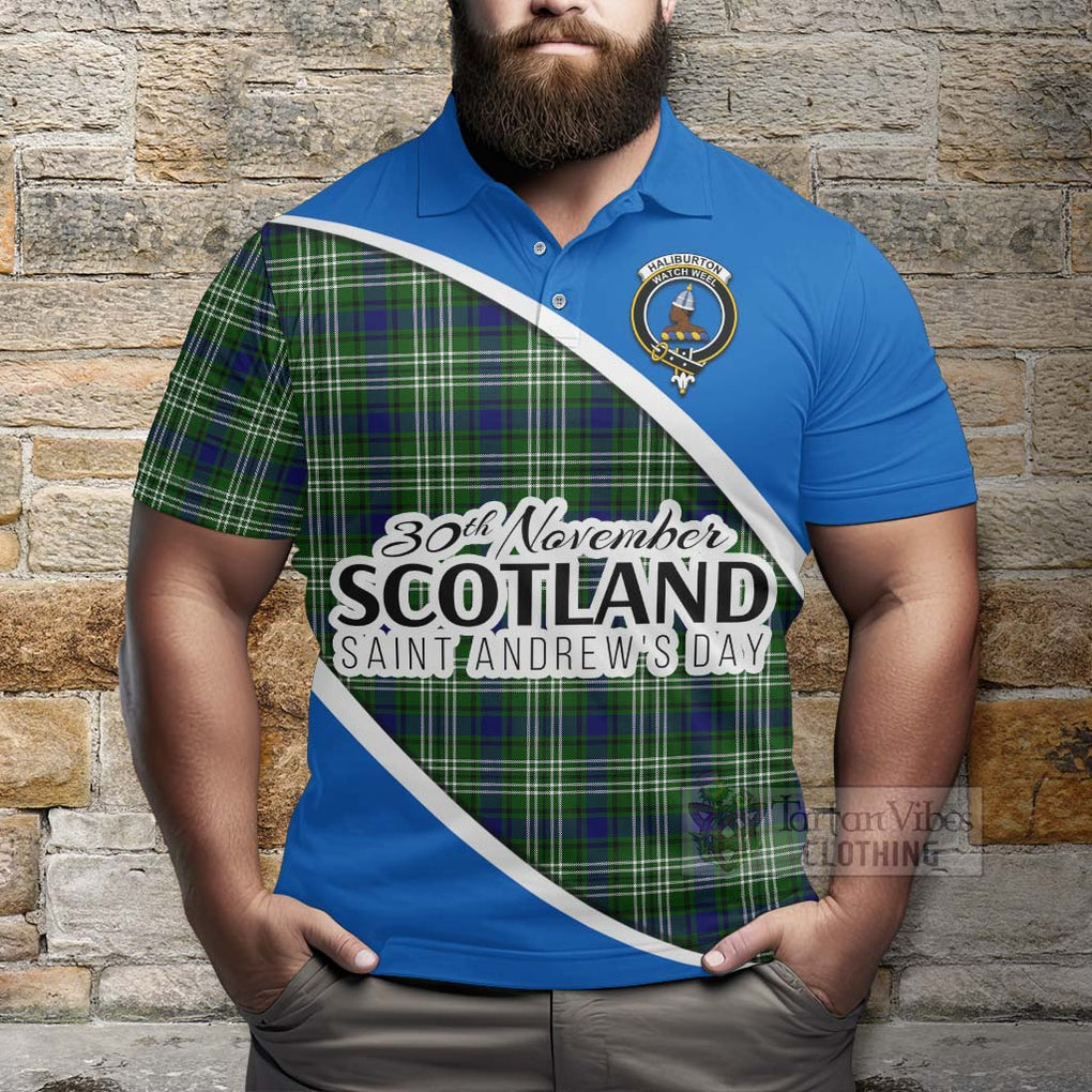 Tartan Vibes Clothing Haliburton Family Crest Tartan Polo Shirt Celebrate Saint Andrew's Day in Style