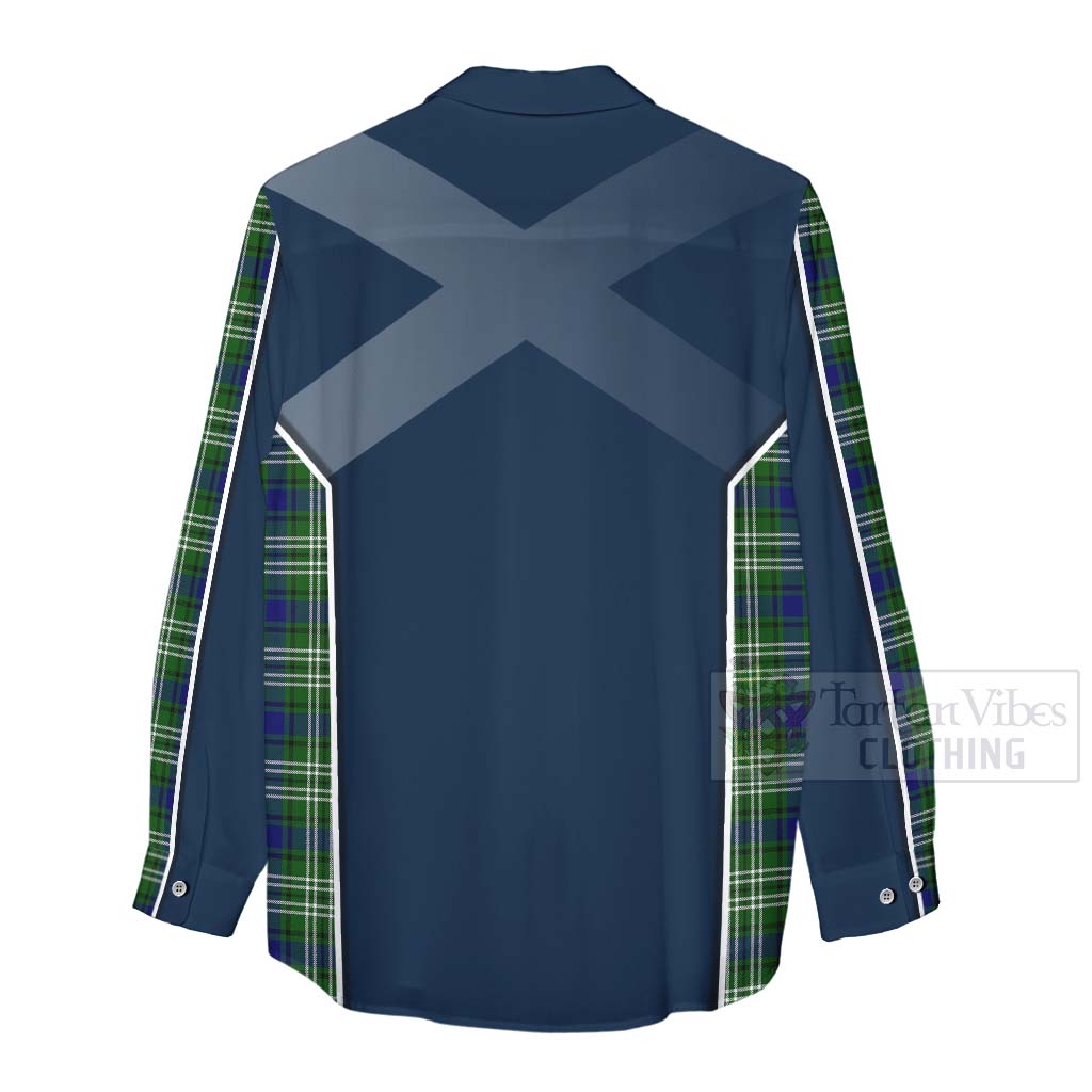 Tartan Vibes Clothing Haliburton Tartan Women's Casual Shirt with Family Crest and Scottish Thistle Vibes Sport Style